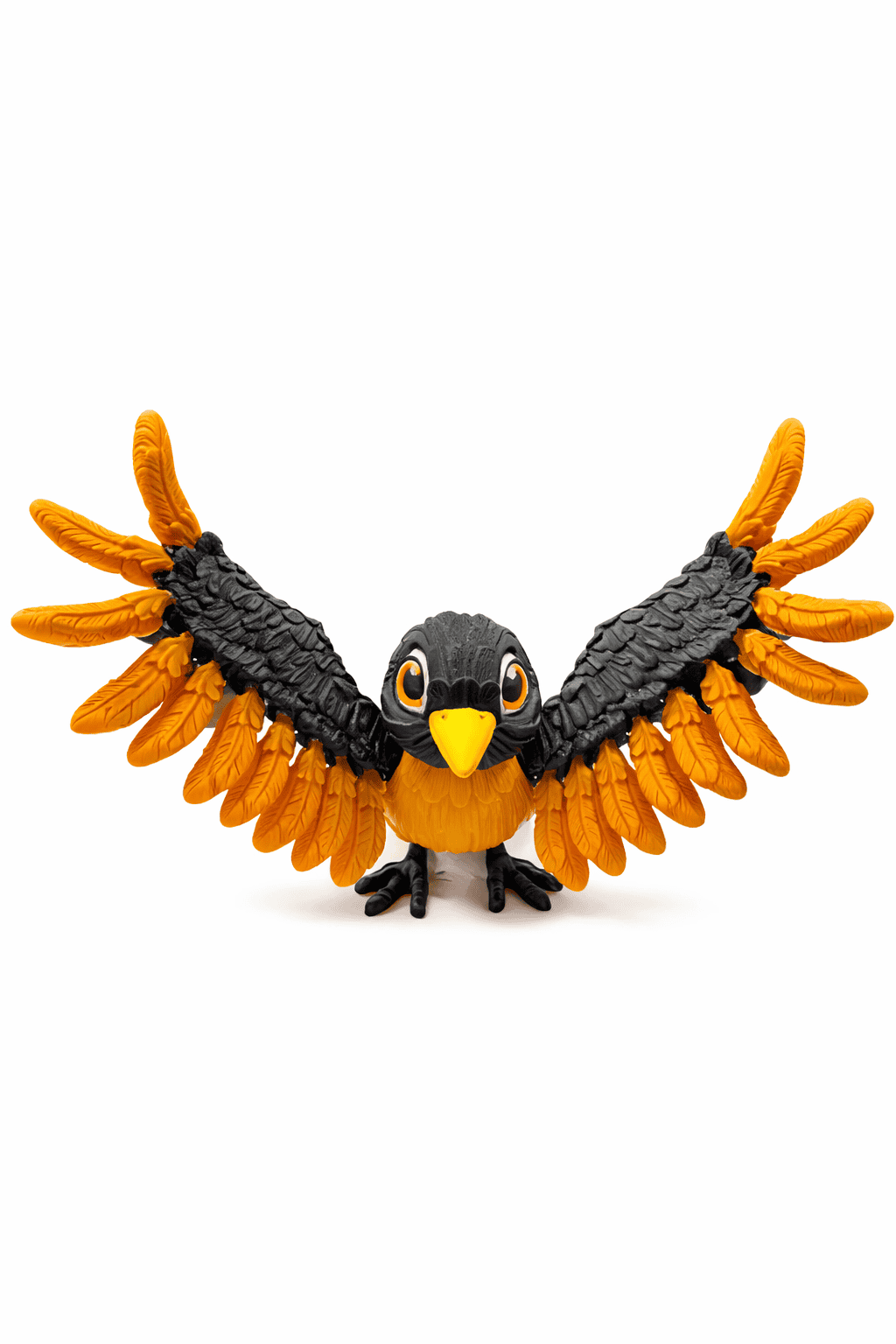 Fully articulated 3D printed robin figurine with wings spread