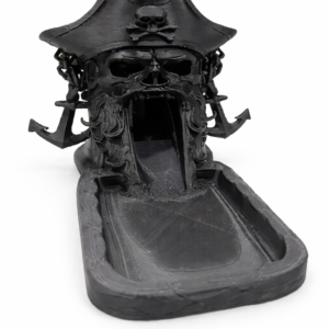 Collector edition pirate skull dice tower 3D printed in black PLA for tabletop RPG gaming